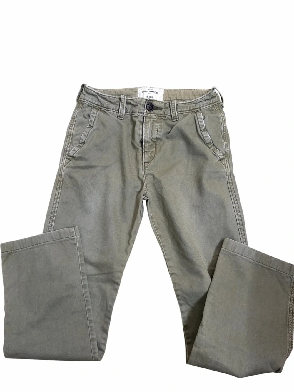 Abercrombie kids olive green straight leg pants size 16 slim EUC